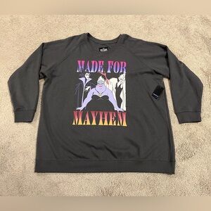 Disney Villains MADE FOR MAYHEM Torrid Plus Sz 3X Fleece Sweatshirt NWT $56 Gray